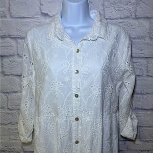 Valentina Naldi 100% cotton Medium Eyelet Dress Made In Italy NWT Embroidered